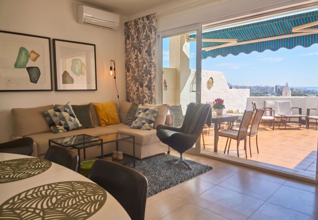 Rijhuis in Nerja - Casablanca 9: Duplex met terrassen op meerdere niveaus, zeezicht en zonsondergang